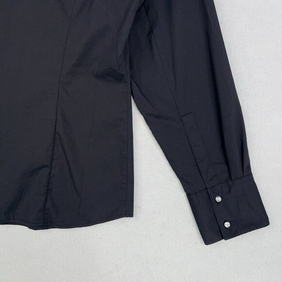 Soft Surroundings Shirt Womens Small Black Ruffle Wire Double Collar Structured - Picture 9 of 15